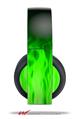 Vinyl Decal Skin Wrap compatible with Original Sony PlayStation 4 Gold Wireless Headphones Fire Green (PS4 HEADPHONES NOT INCLUDED)