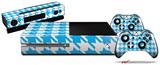 Houndstooth Blue Neon - Holiday Bundle Decal Style Skin fits XBOX One Console Original, Kinect and 2 Controllers (XBOX SYSTEM NOT INCLUDED)