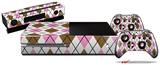 Argyle Pink and Brown - Holiday Bundle Decal Style Skin fits XBOX One Console Original, Kinect and 2 Controllers (XBOX SYSTEM NOT INCLUDED)