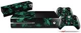 Skulls Confetti Seafoam Green - Holiday Bundle Decal Style Skin fits XBOX One Console Original, Kinect and 2 Controllers (XBOX SYSTEM NOT INCLUDED)