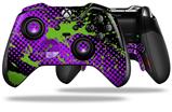 Halftone Splatter Green Purple - Decal Style Skin fits Microsoft XBOX One ELITE Wireless Controller (CONTROLLER NOT INCLUDED)