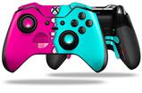 Ripped Colors Hot Pink Neon Teal - Decal Style Skin fits Microsoft XBOX One ELITE Wireless Controller (CONTROLLER NOT INCLUDED)