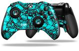 Scattered Skulls Neon Teal - Decal Style Skin fits Microsoft XBOX One ELITE Wireless Controller (CONTROLLER NOT INCLUDED)