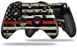 Painted Faded and Cracked Red Line USA American Flag - Decal Style Skin fits Microsoft XBOX One ELITE Wireless Controller (CONTROLLER NOT INCLUDED)