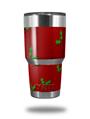 Skin Decal Wrap for Yeti Tumbler Rambler 30 oz Christmas Holly Leaves on Red (TUMBLER NOT INCLUDED)