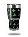 Skin Decal Wrap for Yeti Tumbler Rambler 30 oz Pastel Butterflies Green on Black (TUMBLER NOT INCLUDED)