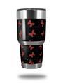 Skin Decal Wrap for Yeti Tumbler Rambler 30 oz Pastel Butterflies Red on Black (TUMBLER NOT INCLUDED)