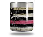Skin Decal Wrap for Yeti Rambler Lowball - Painted Faded and Cracked Pink Line USA American Flag (CUP NOT INCLUDED)