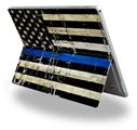 Decal Style Vinyl Skin for Microsoft Surface Pro 4 - Painted Faded Cracked Blue Line Stripe USA American Flag -  (SURFACE NOT INCLUDED)