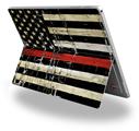 Decal Style Vinyl Skin for Microsoft Surface Pro 4 - Painted Faded and Cracked Red Line USA American Flag -  (SURFACE NOT INCLUDED)