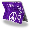 Decal Style Vinyl Skin for Microsoft Surface Pro 4 - Love and Peace Purple -  (SURFACE NOT INCLUDED)