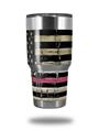 WraptorSkinz Skin Wrap compatible with RTIC 30oz ORIGINAL 2017 AND OLDER Tumblers Painted Faded and Cracked Pink Line USA American Flag (TUMBLER NOT INCLUDED)