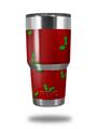 WraptorSkinz Skin Wrap compatible with RTIC 30oz ORIGINAL 2017 AND OLDER Tumblers Christmas Holly Leaves on Red (TUMBLER NOT INCLUDED)