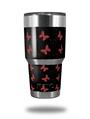 WraptorSkinz Skin Wrap compatible with RTIC 30oz ORIGINAL 2017 AND OLDER Tumblers Pastel Butterflies Red on Black (TUMBLER NOT INCLUDED)