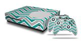 WraptorSkinz Decal Skin Wrap Set works with 2016 and newer XBOX One S Console and 2 Controllers Zig Zag Teal and Gray