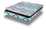 Vinyl Decal Skin Wrap compatible with Sony PlayStation 4 Slim Console Zig Zag Teal Pink and Gray (PS4 NOT INCLUDED)
