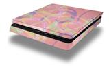 Vinyl Decal Skin Wrap compatible with Sony PlayStation 4 Slim Console Neon Swoosh on Pink (PS4 NOT INCLUDED)