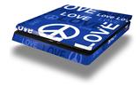Vinyl Decal Skin Wrap compatible with Sony PlayStation 4 Slim Console Love and Peace Blue (PS4 NOT INCLUDED)