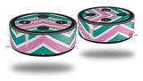 Skin Wrap Decal Set 2 Pack for Amazon Echo Dot 2 - Zig Zag Teal Pink and Gray (2nd Generation ONLY - Echo NOT INCLUDED)