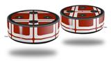 Skin Wrap Decal Set 2 Pack for Amazon Echo Dot 2 - Squared Red Dark (2nd Generation ONLY - Echo NOT INCLUDED)