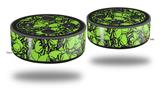 Skin Wrap Decal Set 2 Pack for Amazon Echo Dot 2 - Scattered Skulls Neon Green (2nd Generation ONLY - Echo NOT INCLUDED)