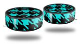 Skin Wrap Decal Set 2 Pack for Amazon Echo Dot 2 - Houndstooth Neon Teal on Black (2nd Generation ONLY - Echo NOT INCLUDED)