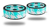 Skin Wrap Decal Set 2 Pack for Amazon Echo Dot 2 - Houndstooth Neon Teal (2nd Generation ONLY - Echo NOT INCLUDED)
