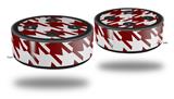 Skin Wrap Decal Set 2 Pack for Amazon Echo Dot 2 - Houndstooth Red Dark (2nd Generation ONLY - Echo NOT INCLUDED)