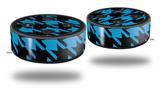 Skin Wrap Decal Set 2 Pack for Amazon Echo Dot 2 - Houndstooth Blue Neon on Black (2nd Generation ONLY - Echo NOT INCLUDED)