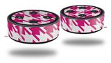 Skin Wrap Decal Set 2 Pack for Amazon Echo Dot 2 - Houndstooth Hot Pink (2nd Generation ONLY - Echo NOT INCLUDED)