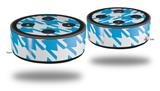 Skin Wrap Decal Set 2 Pack for Amazon Echo Dot 2 - Houndstooth Blue Neon (2nd Generation ONLY - Echo NOT INCLUDED)
