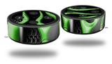 Skin Wrap Decal Set 2 Pack for Amazon Echo Dot 2 - Metal Flames Green (2nd Generation ONLY - Echo NOT INCLUDED)