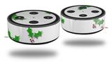 Skin Wrap Decal Set 2 Pack for Amazon Echo Dot 2 - Christmas Holly Leaves on White (2nd Generation ONLY - Echo NOT INCLUDED)
