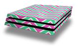 Vinyl Decal Skin Wrap compatible with Sony PlayStation 4 Pro Console Zig Zag Teal Green and Pink (PS4 NOT INCLUDED)