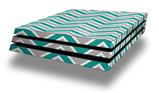 Vinyl Decal Skin Wrap compatible with Sony PlayStation 4 Pro Console Zig Zag Teal and Gray (PS4 NOT INCLUDED)