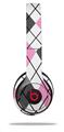 WraptorSkinz Skin Decal Wrap compatible with Beats Solo 2 and Solo 3 Wireless Headphones Argyle Pink and Gray Skin Only (HEADPHONES NOT INCLUDED)