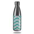 Skin Decal Wrap for RTIC Water Bottle 17oz Zig Zag Teal and Gray (BOTTLE NOT INCLUDED)