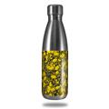 Skin Decal Wrap for RTIC Water Bottle 17oz Scattered Skulls Yellow (BOTTLE NOT INCLUDED)