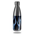 Skin Decal Wrap for RTIC Water Bottle 17oz Metal Flames Blue (BOTTLE NOT INCLUDED)