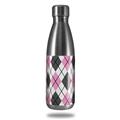 Skin Decal Wrap for RTIC Water Bottle 17oz Argyle Pink and Gray (BOTTLE NOT INCLUDED)