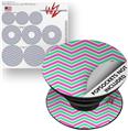 Decal Style Vinyl Skin Wrap 3 Pack for PopSockets Zig Zag Teal Green and Pink (POPSOCKET NOT INCLUDED)