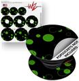 Decal Style Vinyl Skin Wrap 3 Pack for PopSockets Lots of Dots Green on Black (POPSOCKET NOT INCLUDED)