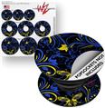 Decal Style Vinyl Skin Wrap 3 Pack for PopSockets Twisted Garden Blue and Yellow (POPSOCKET NOT INCLUDED)
