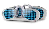 Decal Style Vinyl Skin Wrap 2 Pack for Nooz Glasses Rectangle Case Houndstooth Blue Neon on Black (NOOZ NOT INCLUDED)