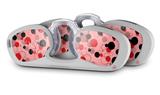 Decal Style Vinyl Skin Wrap 2 Pack for Nooz Glasses Rectangle Case Lots of Dots Red on Pink  (NOOZ NOT INCLUDED)