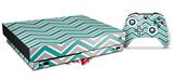 Skin Wrap compatible with XBOX One X Console and Controller Zig Zag Teal and Gray