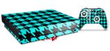 Skin Wrap compatible with XBOX One X Console and Controller Houndstooth Neon Teal on Black