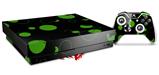 Skin Wrap compatible with XBOX One X Console and Controller Lots of Dots Green on Black