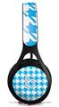 WraptorSkinz Skin Decal Wrap compatible with Beats EP Headphones Houndstooth Blue Neon Skin Only HEADPHONES NOT INCLUDED