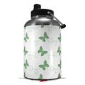 Skin Decal Wrap for 2017 RTIC One Gallon Jug Pastel Butterflies Green on White (Jug NOT INCLUDED) by WraptorSkinz